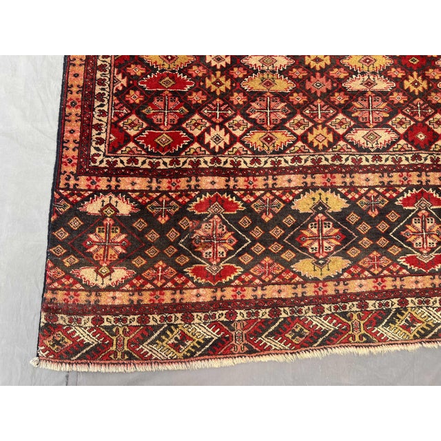 Tribal Vintage Handmade Wool Rug – Persian-Inspired Tribal Design – 6'1 X 11'2 Ft For Sale - Image 3 of 14