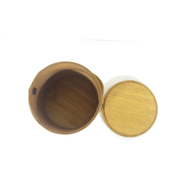 Brown Vintage Painted Wood Biscuit Pail Barrel Bin For Sale - Image 8 of 9