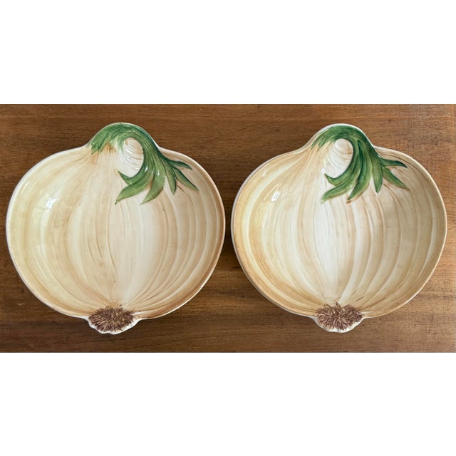 Charming Italian garlic bowl pair. Pretty for use or display. Circa 1980s. Please see condition details noted. Most items...