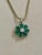 Emerald and Solitaire Diamonds Flower Pendant Necklace 14 Karat Yellow Gold For Sale - Image 18 of 18