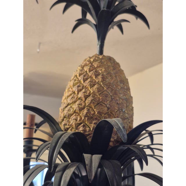 Vintage Italian Tole Pineapple Chandlier or Light Fixture For Sale In West Palm - Image 6 of 9