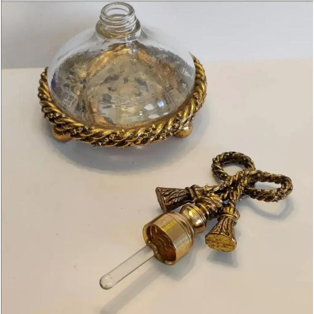 Vintage Hollywood Regency Ormolu Rope Tassel Perfume Bottle For Sale - Image 9 of 12