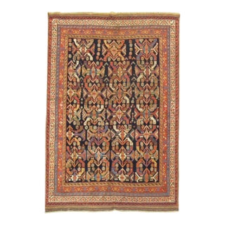 Antique Zabihi Collection Tribal Persian Afshar Geometric Rug - 4'3" x 5'10" For Sale