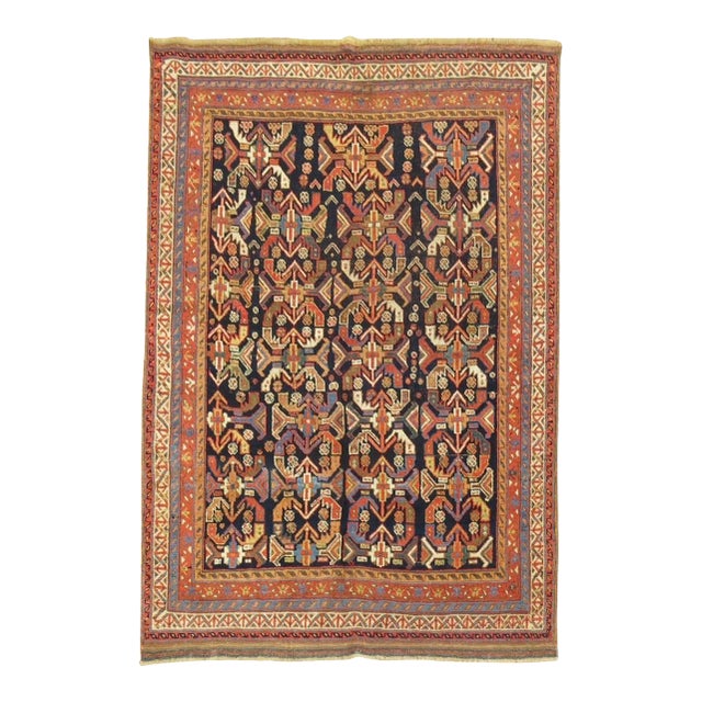 Antique Zabihi Collection Tribal Persian Afshar Geometric Rug - 4'3" x 5'10" For Sale