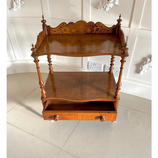 Antique Victorian Burr Walnut Inlaid Lamp Table For Sale - Image 3 of 16