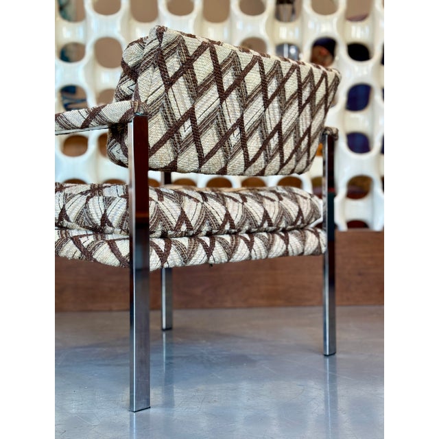 1970s Milo Baughman Chrome and Wool Lounge Chair For Sale In Los Angeles - Image 6 of 13