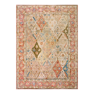 Beautiful Ivory Background and Rosette Medallion Design Antique Persian Tabriz Rug