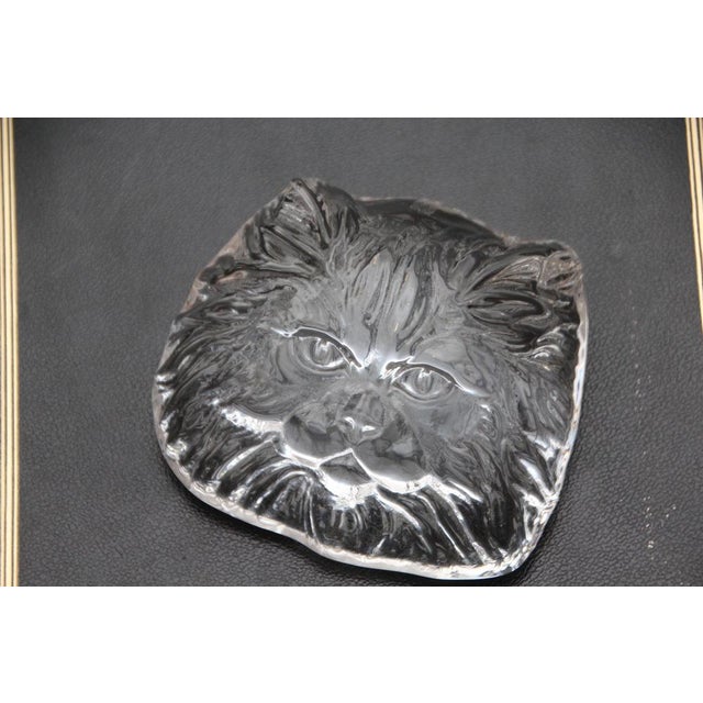 Crystal Glass Cat Head Figurine Paperweight from Daum, France, 1970s For Sale - Image 11 of 14