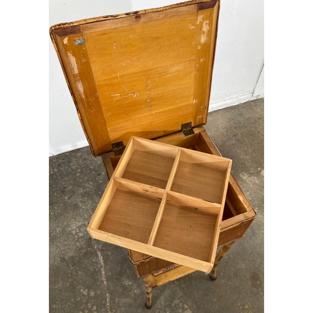 Antique Scorched Bamboo Sewing Table For Sale - Image 12 of 12