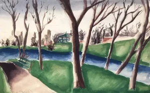 1947 View of Lincoln Park, Chicago by Institute of Design Artist Robert Geppert