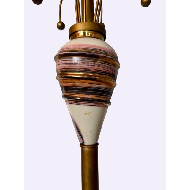 Pink 1950s Mid-Century Modern Atomic Sputnik Ceramic Floor Lamp For Sale - Image 8 of 11