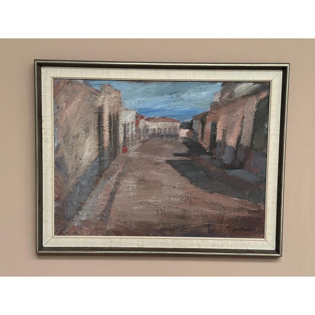 Jean Ragnar, Village Street with Houses, 1960s, Oil Painting on Canvas, Framed For Sale - Image 7 of 18