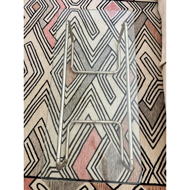 Vintage 1970s/1980s Postmodern Tubular Polished Nickel and Glass Coffee Table For Sale In New York - Image 6 of 8