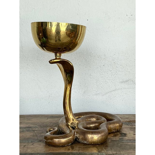 Vintage Polished Brass Cobra Bowl For Sale - Image 10 of 12