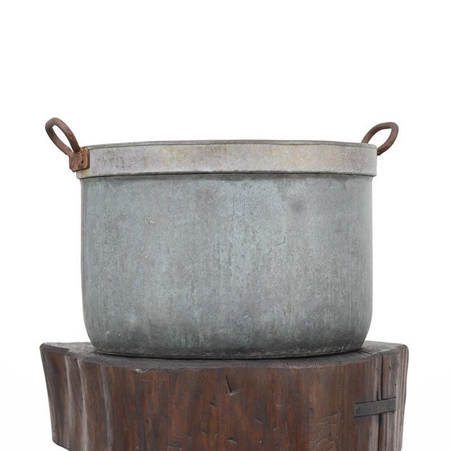 Large Weathered Patinated Copper Planter Kettle For Sale - Image 4 of 10