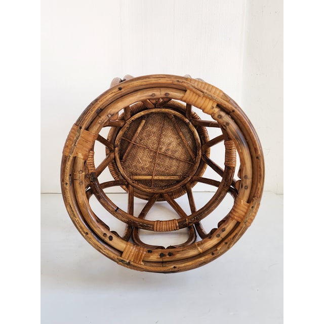 Vintage Bamboo & Rattan Drum Stool For Sale - Image 11 of 11