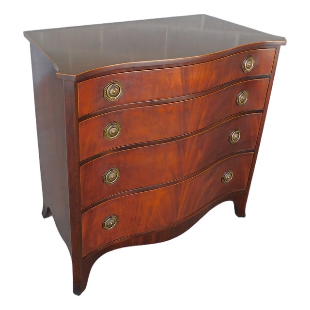 Charak Federal Hepplewhite Flame Mahogany Serpentine Front Chest 34"w For Sale