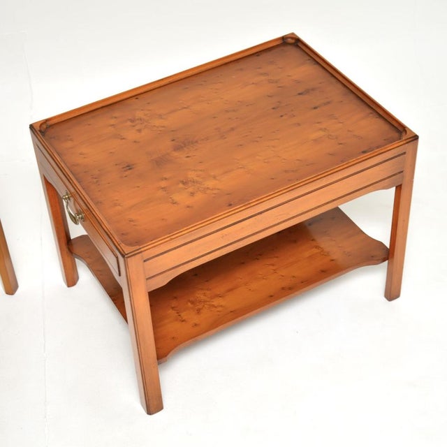 Vintage Georgian Style Side Tables in Yew Wood, 1950, Set of 2 For Sale - Image 9 of 13