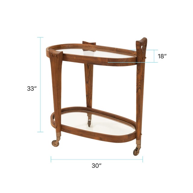 Brown Oval Entertainment Bar Cart For Sale - Image 8 of 9