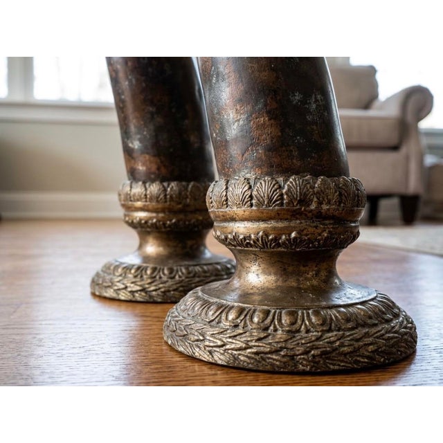 Mid-Century Modern Vintage Maitland-Smith Cast Bronze Horn Sculptures - A Pair (30”) For Sale - Image 3 of 5