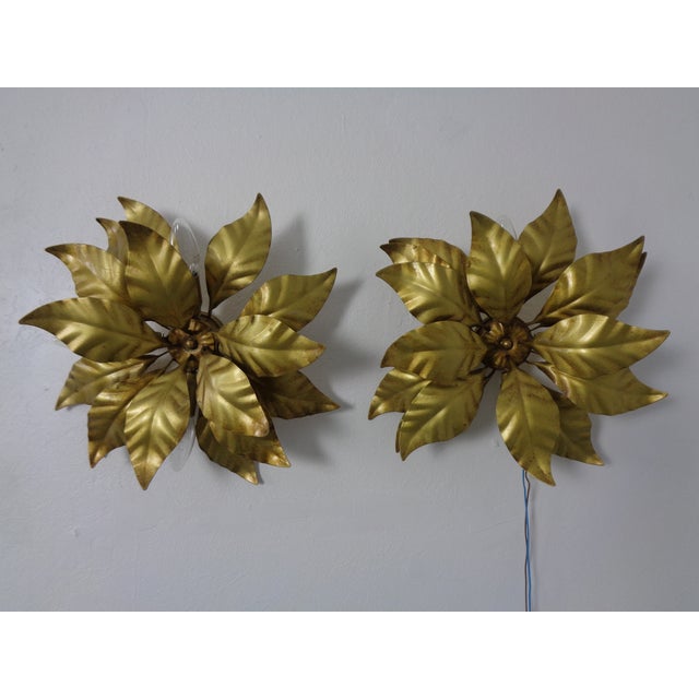 Golden Flower Shape Flushmounts by Hans Kögl, 1970s, Set of 2 For Sale - Image 4 of 18