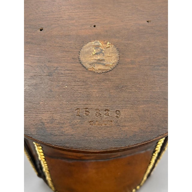 Brown English Leather, Mahogany and Brass Studded Waste Paper Basket, C. 1900–1930 For Sale - Image 8 of 8