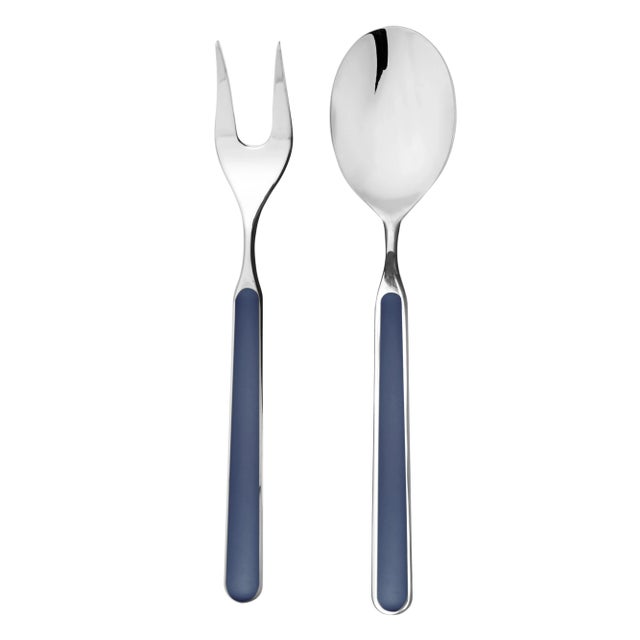 Contemporary Mepra Fantasia 2-Piece Serving Set (fork & Spoon), Dark Cobalt For Sale - Image 3 of 3