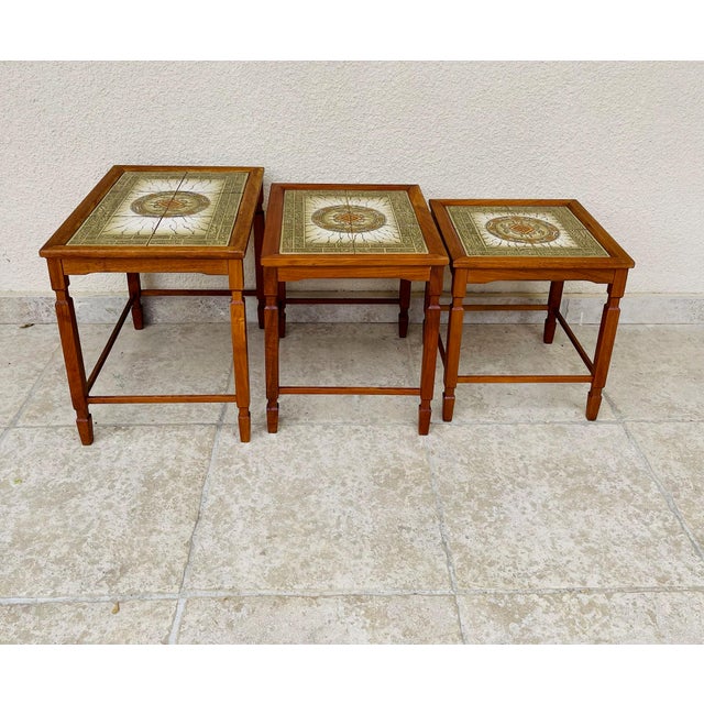 Danish Nesting Tables in Teak and Ceramic, 1960s, Set of 3 For Sale - Image 6 of 18