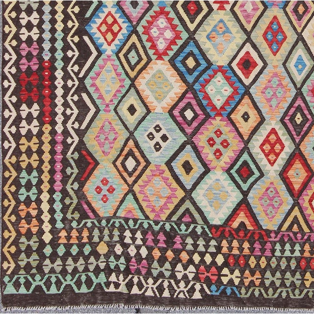 Tribal Colorful Tribal Kilim Flat Weave Rug by Keivan Woven Arts 9'3 X 11'6 For Sale - Image 3 of 6