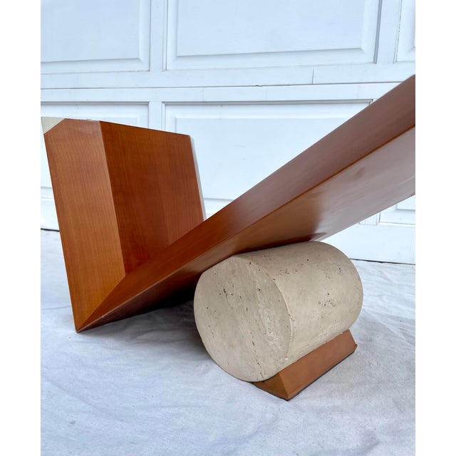 Brown Italian Modern Valentino Coffee Table in Wood and Stone, Attributed to Emanuele Zenere for Cattelan Italia For Sale - Image 8 of 12