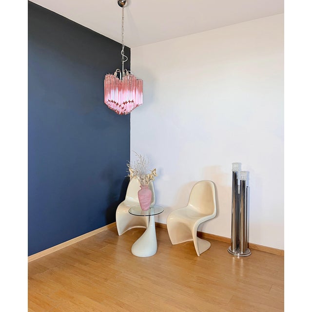 Modern Quadriedri Glass Chandelier in 60 Pink Prism Quadriedri, 1990 For Sale - Image 10 of 17