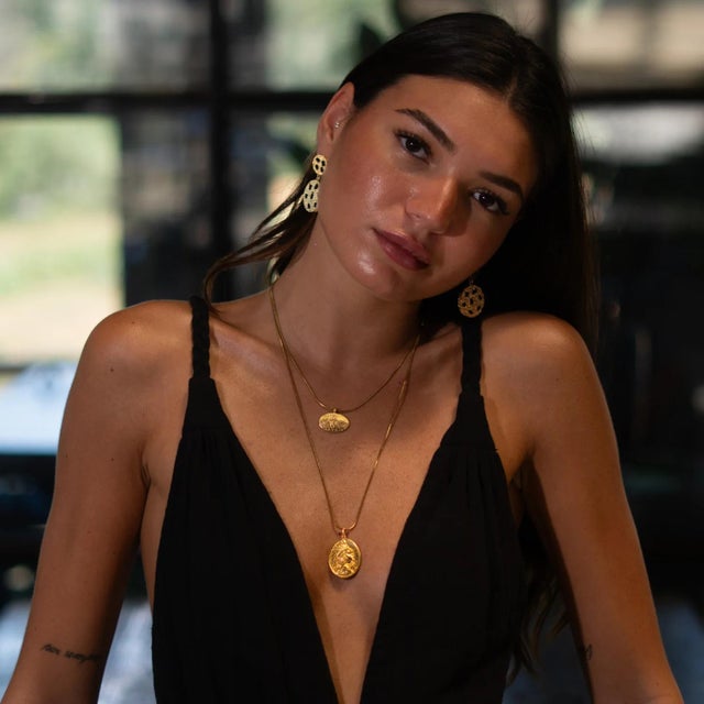 Golden Warrior Goddess Medallion Necklace For Sale - Image 4 of 12