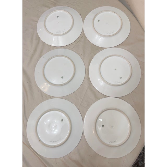 Set of 6 Antique 1800's Hand Painted Limoges Tressemanes & Vogt Porcelain Fish Plates For Sale - Image 14 of 18