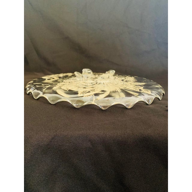 Mid 20th Century Ruffled Glass Large Silver Overlay Centerpiece Footed Platter For Sale In Los Angeles - Image 6 of 13
