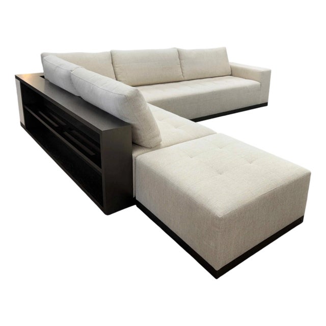 Adriana Hoyos Chocolate L-Shaped Sofa Sectional With Ottoman For Sale