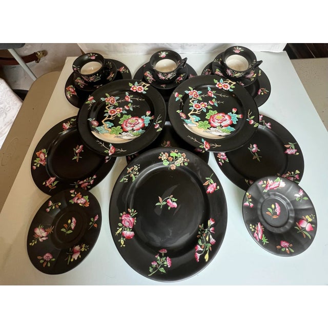 Mason's Ironstone Black Chinoiserie Set 17 Pieces For Sale - Image 13 of 13