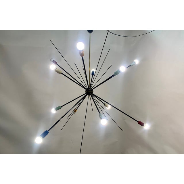 Metal Black Sputnik Ceiling Lamp, 1949 For Sale - Image 7 of 7