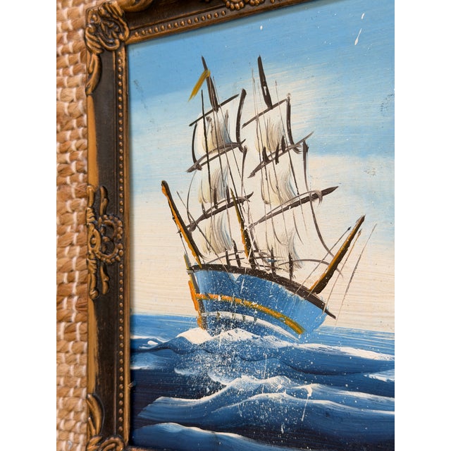 Small Vintage Ship Painting For Sale In Charleston - Image 6 of 7