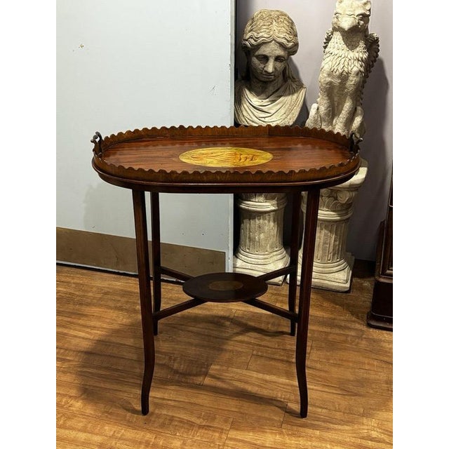 Antique English Wood Tray Top Serving Table For Sale - Image 6 of 12