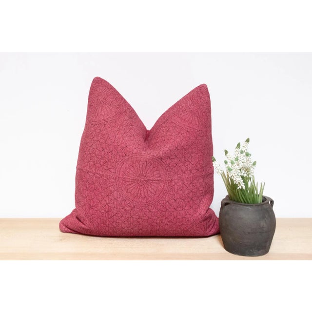 Textile Dusty Pink Hand-Stitched Pillow Cover For Sale - Image 7 of 7