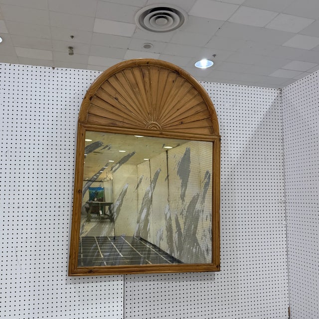 Spanish Antique Spanish Pine Arch Mirror With Sunburst Design For Sale - Image 3 of 9