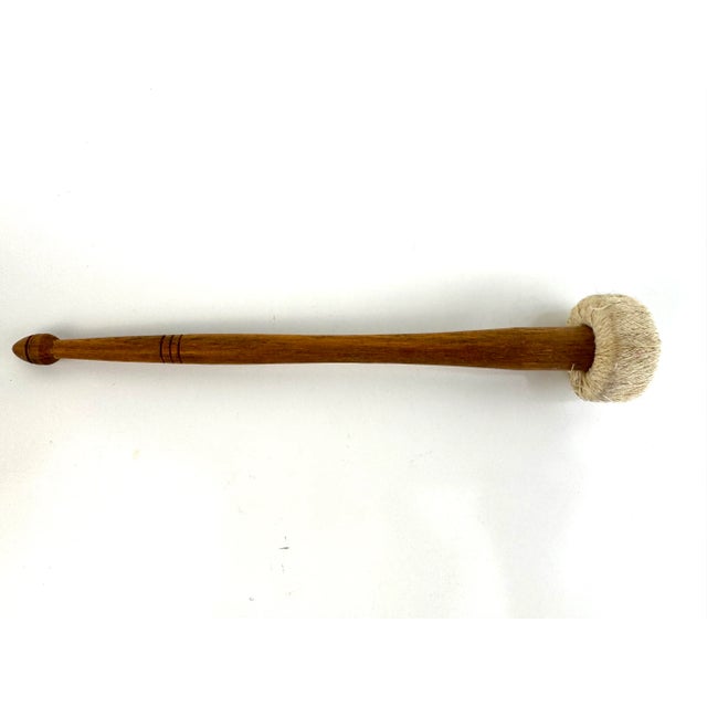 Vintage Brass Table Gong With Etched Florals and Lyre Frame For Sale - Image 11 of 13