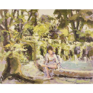 Franco Marzilli, Ballerina in the Park, Oil Painting, 1970s For Sale