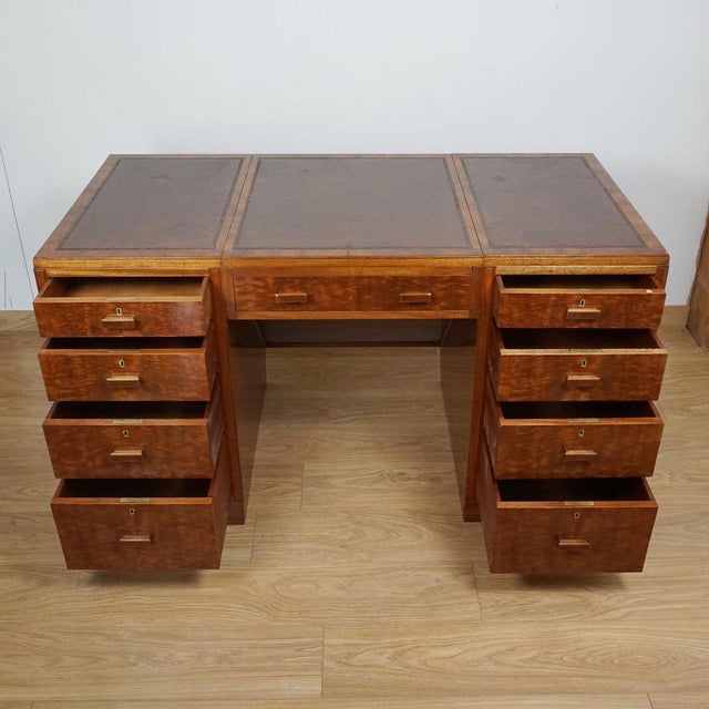 Art Deco Flame Mahogany Desk from Heals of London, 1930s For Sale - Image 6 of 16