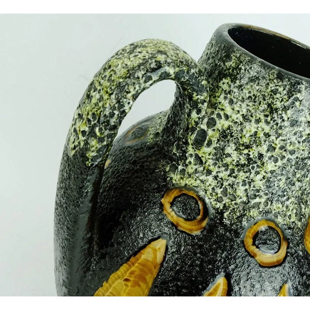 Vintage mid century vase manufactured by Scheurich West-Germany. Model number 279-38 with black and white crusty lava...