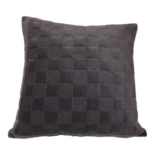 Black Check-Pattern Square Decorative Pillow From Portugal 18 X 18 For Sale