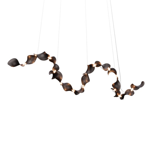 Dune 16 Curve Chandelier with Shades in Dark Bronze Metallic Tone by Daniel Becker for Moss Objects For Sale - Image 9 of 9
