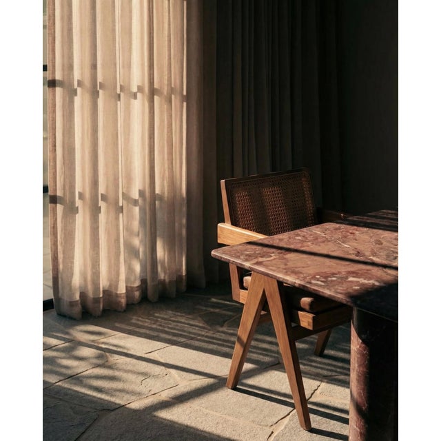 Contemporary Large Dining Table in Red Travertine by My Habitat Design For Sale - Image 3 of 10