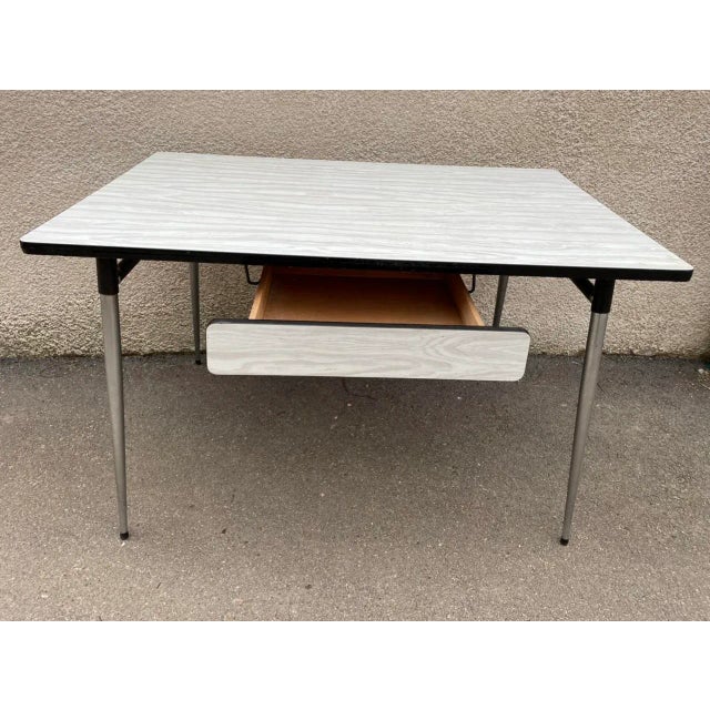 White-Grey Formica Dining Table, 1950s For Sale - Image 7 of 10