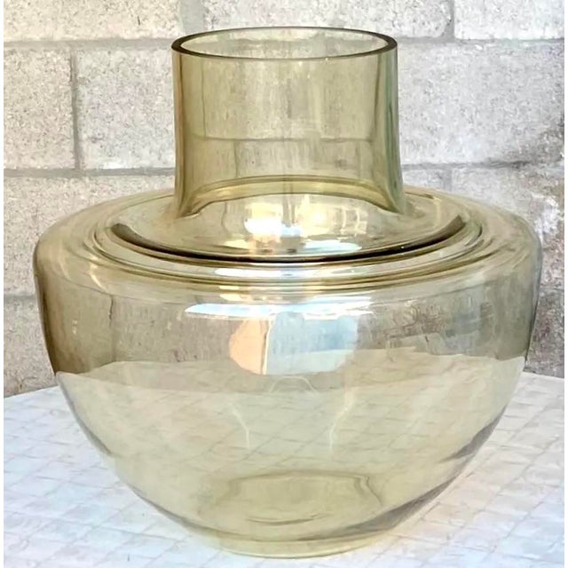 Glass Vintage Italian Stacked Glass Lamps With Built in Vase For Sale - Image 7 of 12